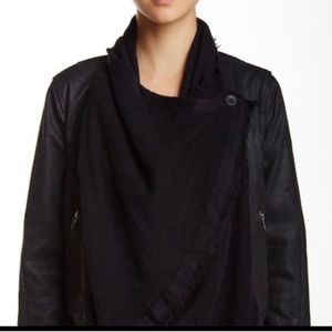 Free People Black Waxed Drape Moto Jacket